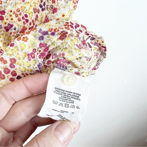 H&M Cottagecore Ditsy Floral Button Down Top Cotton Medium 10 Dainty Yellow Pink - Picture 6 of 7